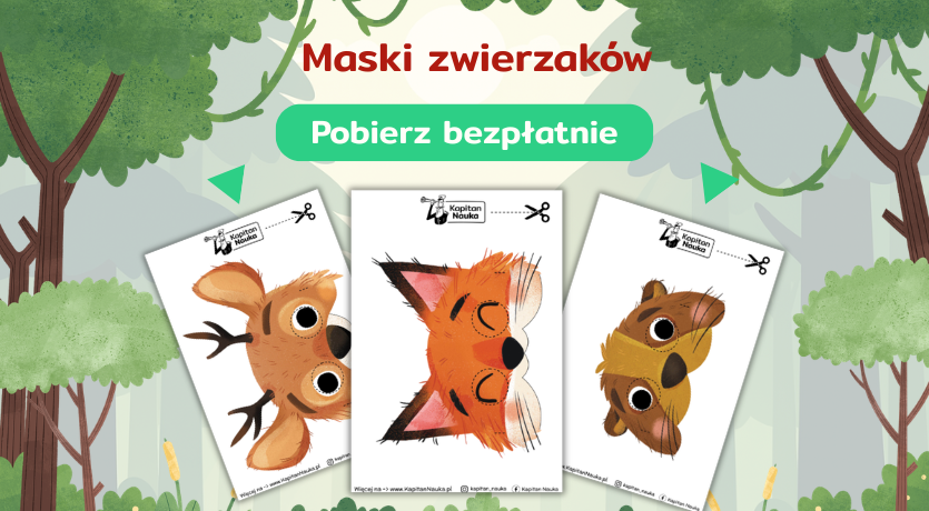 Karty pracy maski karnawałowe zwierzaków do pobrania Kapitan Nauka